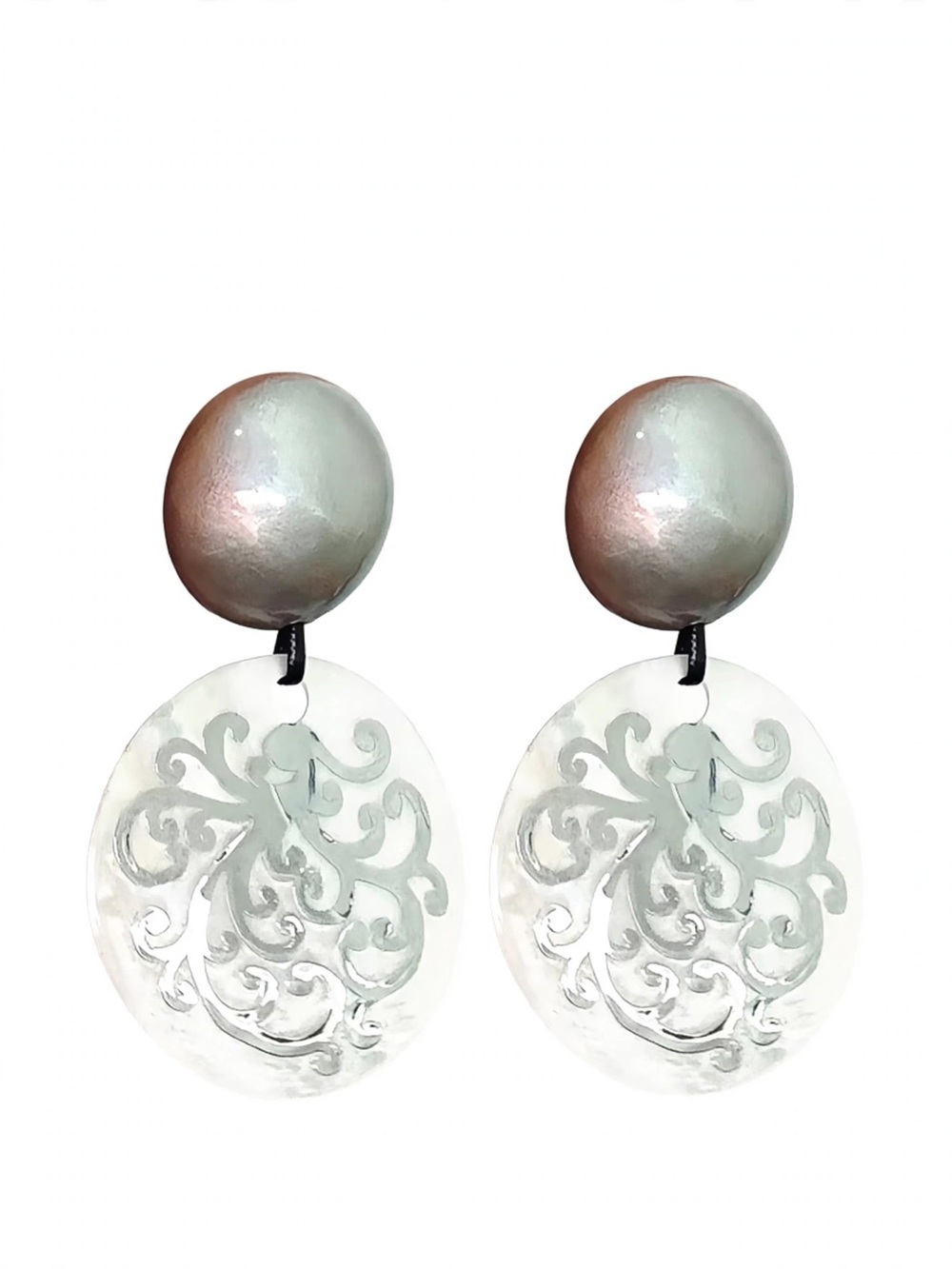New Natural Shell Dangle Earrings with 925 Silver Posts For Women E085